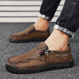 Casual Shoes Large Size 45 46 47 Handmade For Men Leather Loafers Man Moccasins Mens Driving Shoe Slip On Flats Rubber Male Sole