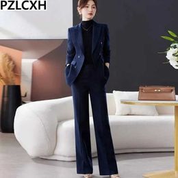 Women's Two Piece Pants 2023 New Career High end Plaid Autumn/Winter Thick British Style Dress Covering Fashion Set Womens High end Feeling S-3XLC240407