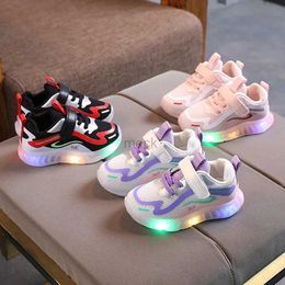 Athletic Outdoor LED Toddler Children Shoes Breathable Air Mesh Soft Bottom Little Kids Sneakers Sports Casual For Baby Girls Boys Size 21-30 240407