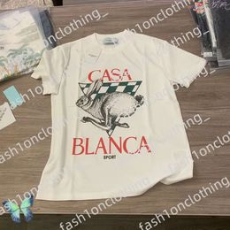 Casa Blanca Men Shirt T Brand Designer Casablanc Shirt Silk Tees Rainbow Mushroom Letter Print Short Sleeve Tops Cotton Loose Men Casablancas Shirt Women 445 110