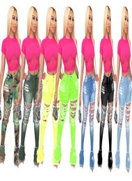 Designer Women Hole Denim ripped Jeans Pants Stretch skinny Slim Pants Calf Length Jean High Waisted Ladies Fashion Woman Casual T1858891