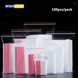 Storage Bags WIKHOSTAR 100pcs/pack Resealable Food Package Vacuum Fresh Bag Self Seal Clear Poly Organizer