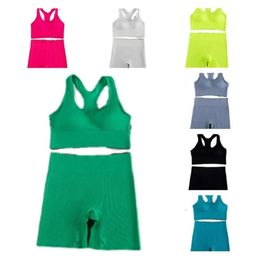 2PcsSet Shockproof Workout Sets Crotch Tightening Nylon Yoga Activewear Outfits with Chest Pad Beautiful Back Fitness Clothes 240402