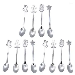 Coffee Scoops 367A 12 Pcs Christmas Gift Stainless Steel Spoon Stylish Design Universal Use Durable