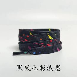 1 pair 120cm multi-color splashed ink shoelace blue red toe black and white panda shoelace