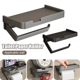 Holders Bathroom Toilet Paper Holder With Shelf Wall Mounted Roll Paper Holder Phone Rack Bathroom Tissue Storage Hanger Accessorie