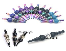 Black Blunt holder with Skull head Rainbow Colour rod hookah mouth tips whole hookah Jewellery metal hookah tips for men1631907