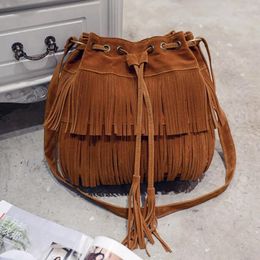 Evening Bags 2024 Retro Faux Suede Fringe Women Messenger Tote Handbag Tassel Shoulder Handbags Crossbody Bag Bolsa Feminina