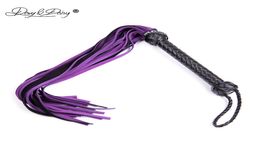 DAVYDAISY 65cm Purple Real Leather Queen Whip Flogger Role Play Sex Torture BDSM Bondage Adult Sex Accessories for Couples AC004 Y4083366