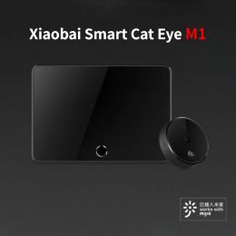 Doorbells M1 Xiaobai Smart Camera Doorbell Cat Eye Infrared Night Vision Face Detector AI Human Detection LCD Display Work with For Mi App