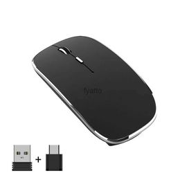 Mice Ultralight Portable New Type-C Wireless Mouse 2.4G Dual Receiver Silent Raton Gaming Inalambrico Macbook Rechargeable H240407