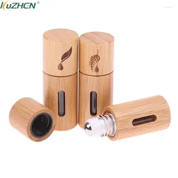 Storage Bottles 1Pc 1ML/2ML/3ML Bamboo Wood Bottle Perfume Empty Oil Stainless Roll On Ball Roller