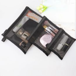 Storage Bags 1pcs Black Mesh Cosmetic Bag Portable Zipper Makeup Organizer Women Pouch Toiletry Beauty Case Travel Necessaries