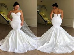 Sexy Spaghetti Straps Wedding Dress Mermaid Corset Back Flower Pattern Lace Satin 2021 Stunning Bridal Gowns Customise Plus Size5972902