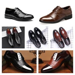 2024 Designer Luxury Multi style leather shoes, men's black casual shoes, large-sized business dress shoes, pointed tie up wedding shoes