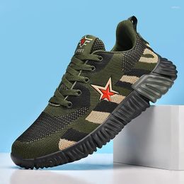 Casual Shoes Green Camouflage Special For Students' Military Training Flying Woven Sports Men's Women's Running