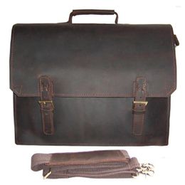 Portafogli vintage pazzo in pelle di cavallo da gallina da uomo business borse laptop spalla per mano da 14 "pollici