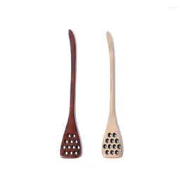 Spoons 1PC Wooden Lotus Honey Stirring Rod Creative Long Handle Wood Carved Hollow Spoon Kitchen Cooking Utensil Tool