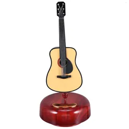 Decorative Figurines Music Box Guitar With Rotating Base Household Office Desktop Ornament