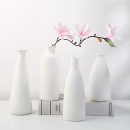 Vases White Ceramic Vase Nordic Minimalist Flower Home Office Desktop Arrangement Ornaments Living Room Decoration