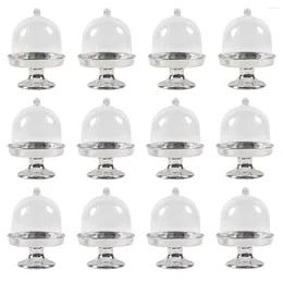 Party Supplies 10pcs Mini Chocolate Candy Cupcake Containers Cake Plate Stand With Dome Cover For Wedding Birthday Baby Shower Decoration