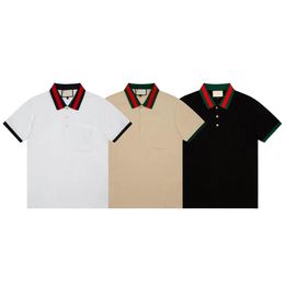 2024ss designer stripe polo shirt t shirts snake polos bee floral embroidery mens High street fashion horse polo T-shirt US Size XS-XL