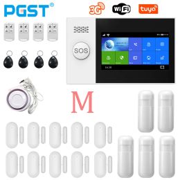 Kits PGST PG107 4G Tuya Wireless Home WIFI GSM Home Security With Motion Detector Sensor Burglar Alarm System Support Alexa & Google