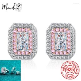 Stud Earrings 1ct D Color Emerald/Radian Cut Moissanite For Women White Gold S925 Sterling Silver Brilliant Lab Diamond Earring