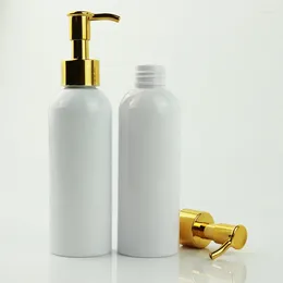 Storage Bottles 12pc/lot 200ML Plastic Refillable White PET Pressed Pump Dispenser Lotion Oil Shampoo Cream Packaging Cosmetic Container