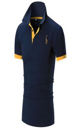 Mens Polo Shirt Male Short Sleeve Casual Slim Solid Color Deer Embroidery Polo shirt4633198