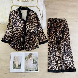 Home Clothing Novelty Velour Leopard 2PCS Pyjamas Suit Casual Pyjamas Sexy Autumn Women Sleep Set Intimate Lingerie