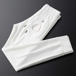 Stable Supply, Sincere Recruitment, Agent for Light Luxury White Casual Men's Pants, Slim Fit, Summer Thin Men's Sports Leggings, Handsome