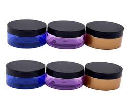 Gold Purple Blue PET Plastic Jar Empty Eye Cream Bottle Black Matte Frosted Lid Cosmetic Packaging Refillable Containers Candy Pot9390710