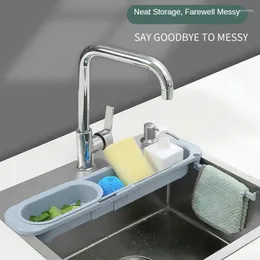 Kitchen Storage Dish Basket Sink Rack Drain Accessories Supply Length Shelf Drainer Towel Adjustable Soap For
