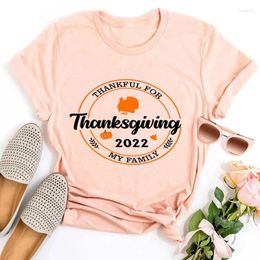 Women's T Shirts Family Thanksgiving 2024 Shirt Happy Outfit Fall Tops Vintage Turkey Day Autumn Clothes