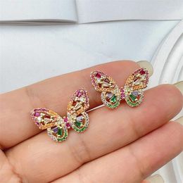 Stud Earrings Exquisite And Luxurious Coloured Zircon Butterfly Animal Shaped 2024 Women Fashion Charm Jewellery