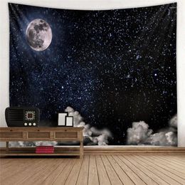 Tapestries Starry Sky Moon Living Room Bedroom Tapestry Polyester Modern Wall Hanging Gobelin Bedding Cover Home Decor Tablecloth