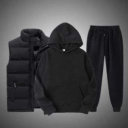Winter Hoodie Sets Men Fashion Fleece Hoodies Black Brand Sweatpants Casual Jogger Suit Tracksuit Sweatshirt Woman Pullover 3XL 240326