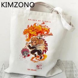 Shopping Bags Rengoku Bag Bolsa Jute Shopper Grocery Woven Foldable Ecobag Reusable Sac Tissu