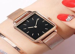 2020 Fashion Square Watches Women Rose Gold Watches Mesh Band Quartz Wristwatch No Brand Wach Zegarek Damski17157212