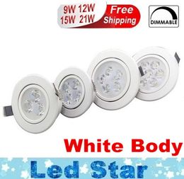 WhiteSilver Dimmable 9W 12W 15W 21W Led Down Lights High Power Led Downlights Recessed Ceiling Lights CRIgt85 AC 110240V With 2106216