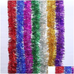 Christmas Decorations 10Pcs/Lot 2Yards Hang Tree Gold Tinsel Garland Decorative Party Supplies Wired Tinsedl Garlands Ribbons Orname Dhrcl