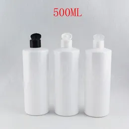 Storage Bottles 500ML Empty White Plastic Bottle With Flip Top Cap 500CC Shower Gel / Shampoo Sub-bottling Cosmetic Container