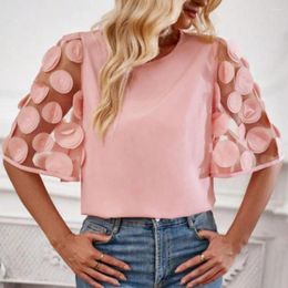 Women's Blouses Half Sleeve Tee Shirt Stylish 3d Flower Pattern For Summer Casual Streetwear Loose Fit O-neck Top