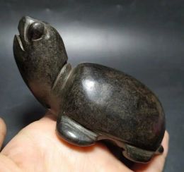 Sculptures Hongshan culture antique jade black iron meteorite tortoise statue