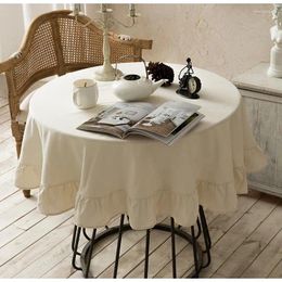 Table Cloth Medicci Home French Vintage Ruffle Pure White Soft Cotton Linen Cover Wedding Banquet Baby Shower Tabletop Use