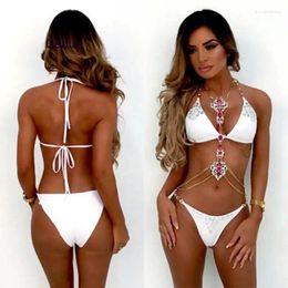 Women's Swimwear Mid Waist Sexy Swimsuits Biquini Women Swimsuit Bandage Brazilian Bikini Triangle Paded Bathing Suit