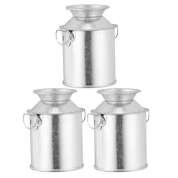 Vases 3 Pcs Tin Vase Iron Container Kettle Desktop Decoration Retro Flower Bucket Tinplate