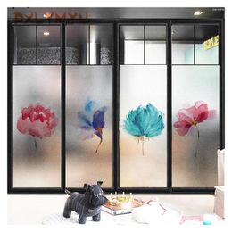 Window Stickers Floral Pattern PVC Decorative Film Frosted Adhesive-free Self-adhesive Glass Home Decor