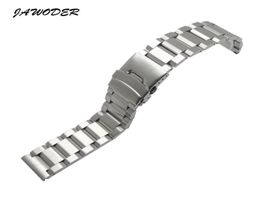 JAWODER Watch band 18 20 22 24mm Men Pure Solid Stainless Steel Brushed Watch Strap Deployment Buckle Bracelets7958738